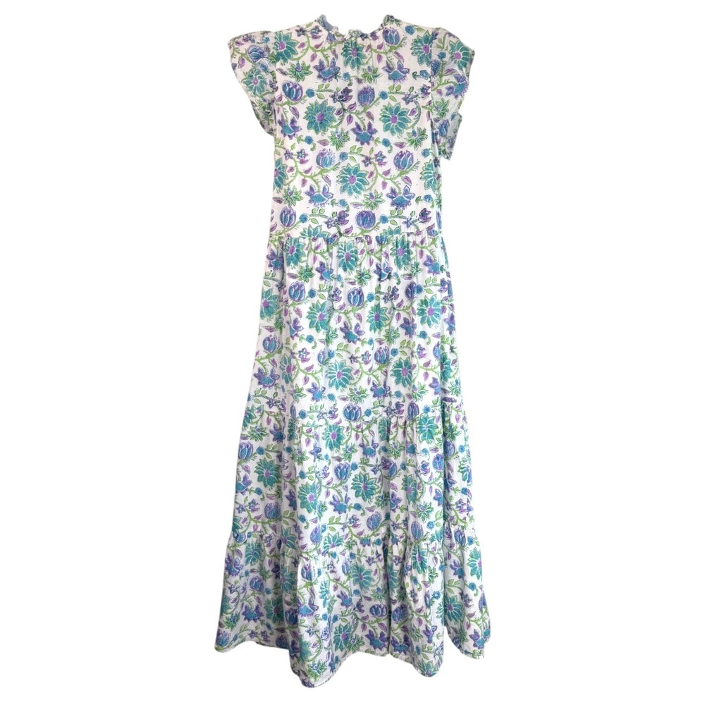 Liza Byrd Floral Cottage Tiered Maxi Dress Sz S Boho Prairie Flutter Sleeve - Picture 4 of 6